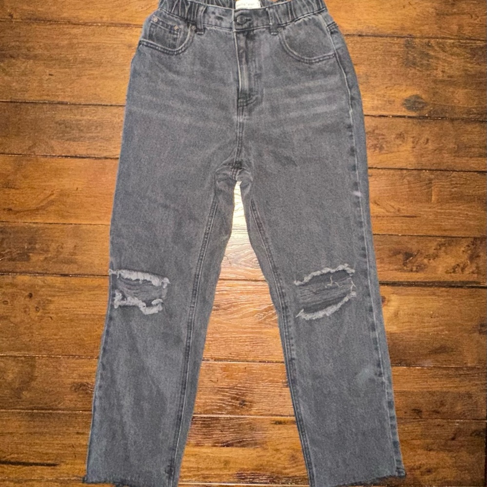 Black Washed Cropped Jeans